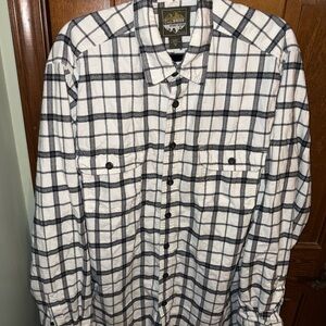 Eddie Bauer Sport Shop Men's Long Sleeve Flannel Shirt Plaid XL Tall Black/White